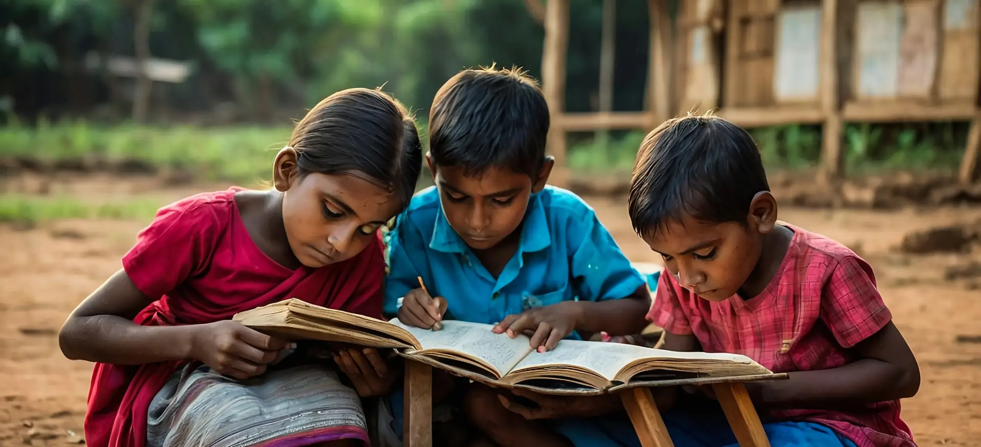 three-children-are-reading-book-with-word-it